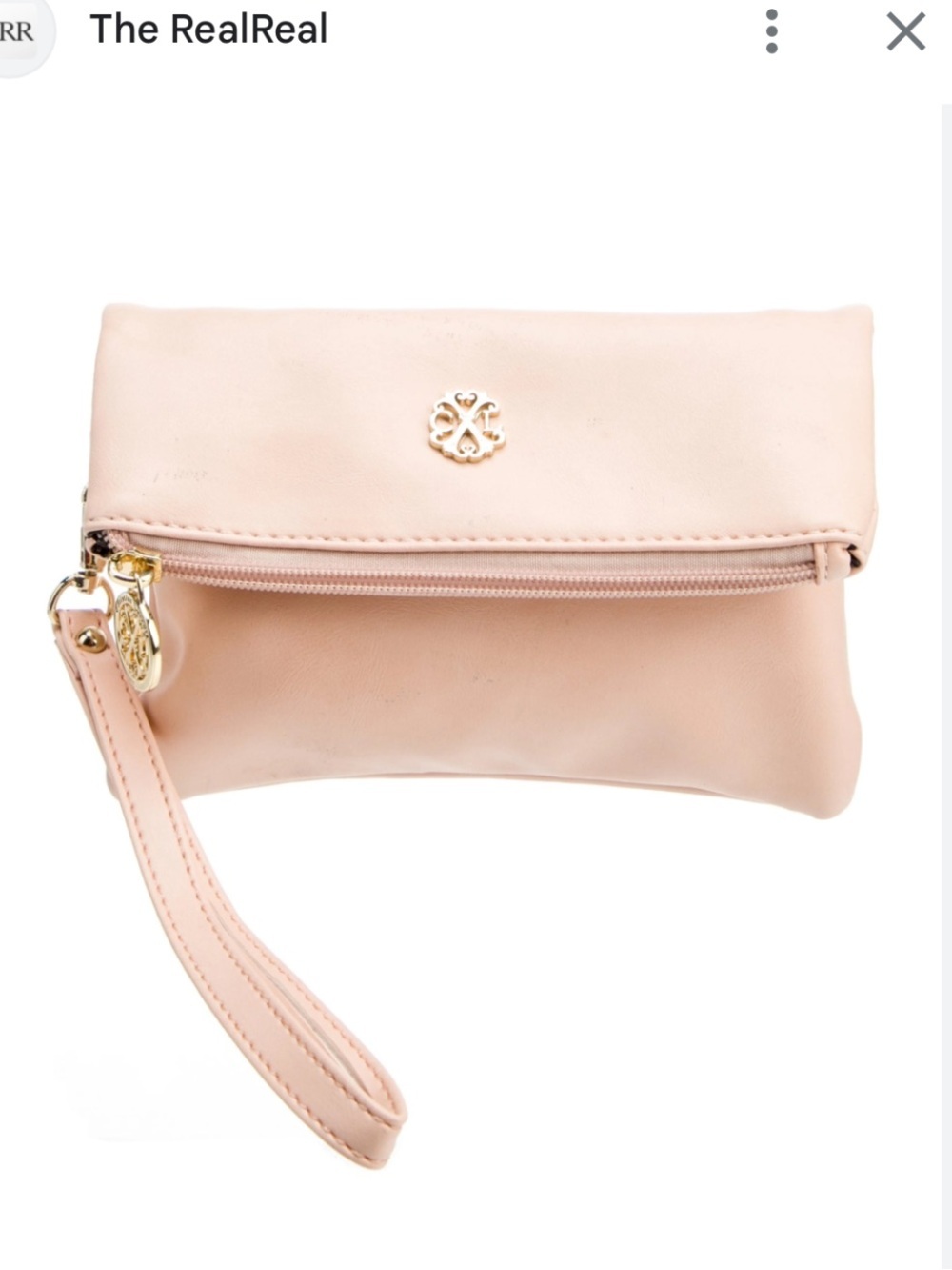 Christian Lacroix Peach Fold-Over Wristlet Clutch with Gold Accents